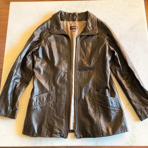 Danier vintage leather jacket / coat (dark brown / espresso), mid length women's